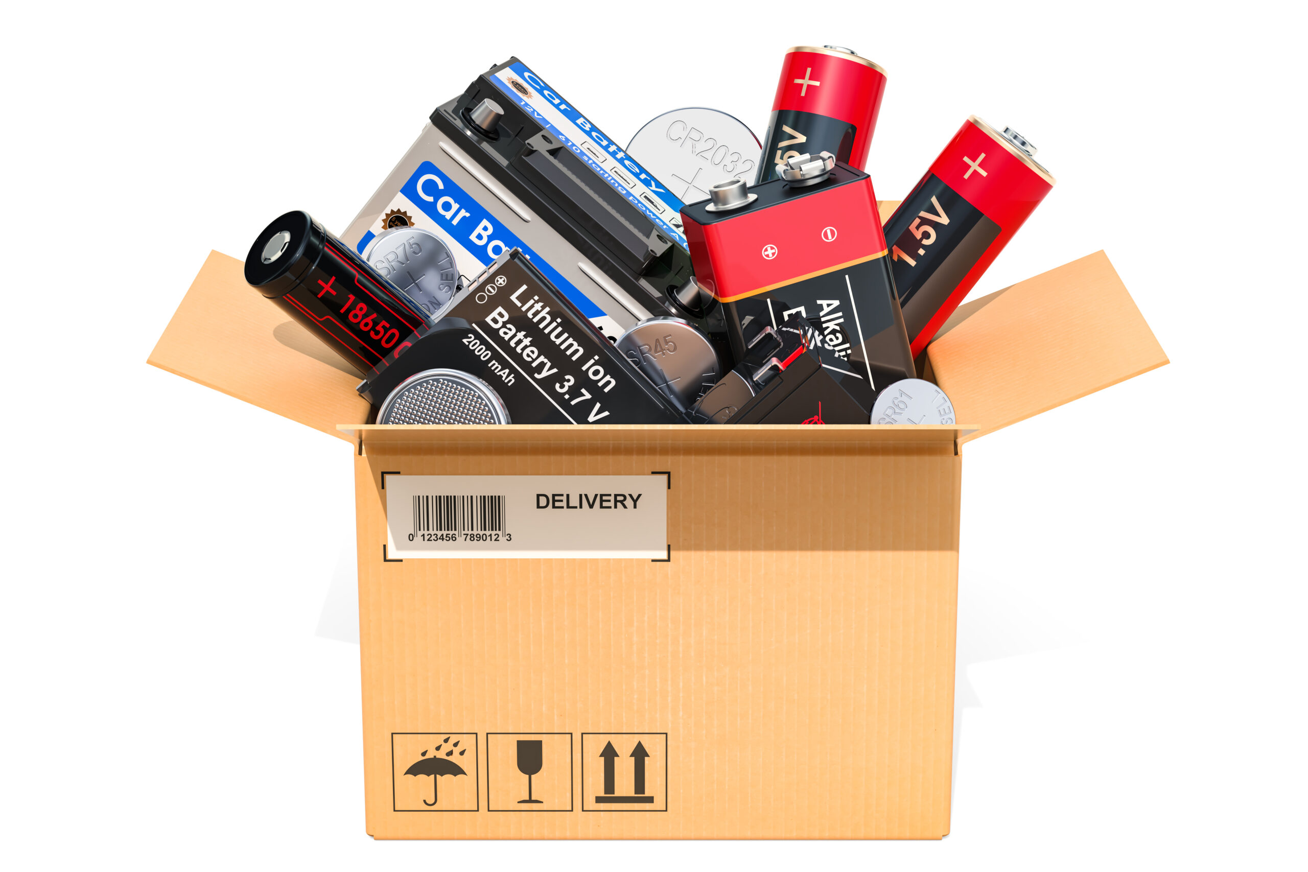 Air cargo cartons with dangerous goods and lithium battery labels