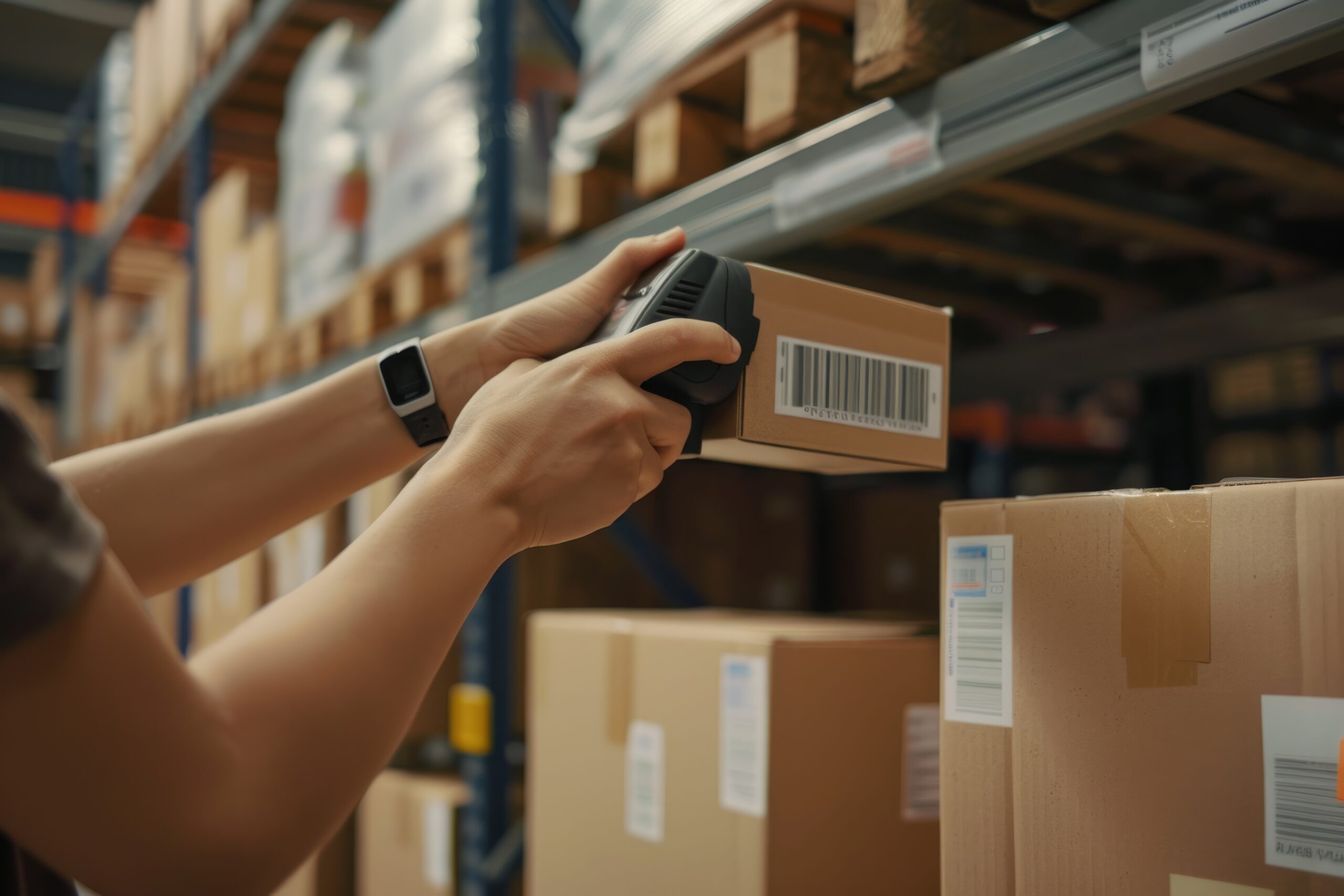 Warehouse staff scanning pallets during a cycle count